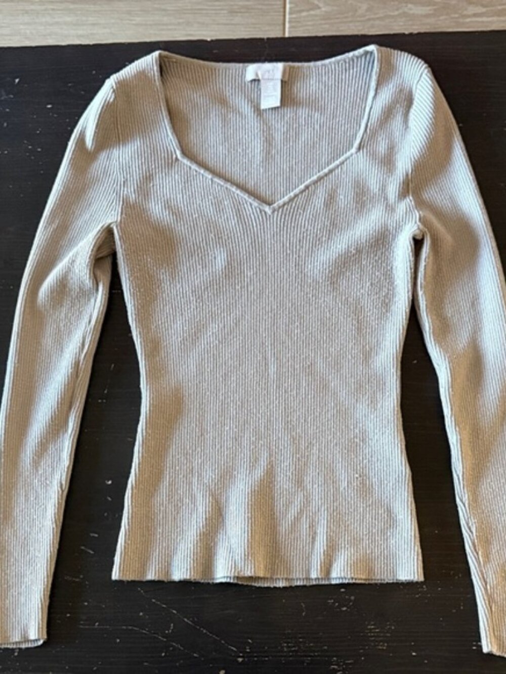H&M Ribbed Knit Sweater in Tan